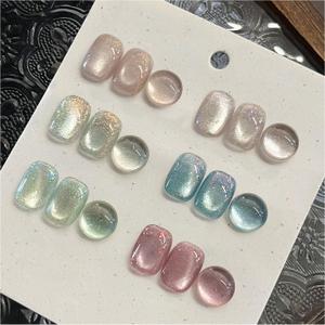 GAOY Unique Cat Eye Gel Polish Kit with Magnet, 6 Colors Glitter Nail Polish Set, Summer Nail Art, Soak Off UV Cure Gel for DIY Manicure at Home and Salon (Starlight Veil)