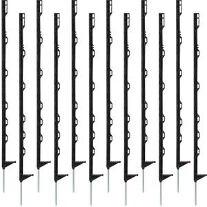 Sintuff 50 Pack Electric Fence Posts, 40 Inch Plastic Step in Heavy Duty Sturdy Fence Posts for Farm Garden Yard Temporary Outdoor Wire Fencing(Black)