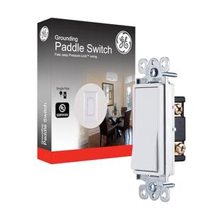 GE Paddle Rocker Switch - Single Pole Switch, On/Off, Replacement for Light Switches & Ceiling Fans, Grounding, UL Listed, White, 50726 2 pk