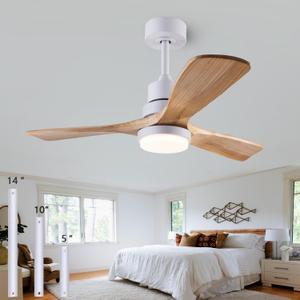 36" Ceiling Fans [with Lighting Remote Control], Indoor Outdoor Modern Wooden Ceiling Fan [with 3 Solid Wood Blades] for Kids' Rooms, bedrooms, Offices and More. (White)