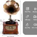 Wooden Phonograph Gramophone Turntable CD Player Stereo System Control 33/45 RPM FM AUX USB Ouput Bluetooth 4.2