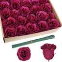 Glitter Flowers,30PCS Artificial Roses with Stems Silk Roses Artificial Flowers for Crafts Wedding Bouquet Home Decoration(Rose Red)