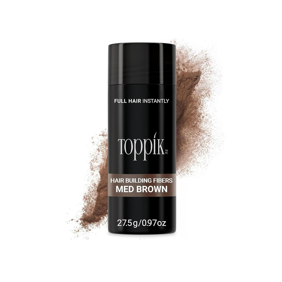 Toppik Hair Building Fibers, Fill In Fine or Thinning Hair Instantly Thicker, Fuller Looking Hair, Medium Brown, Large 27.5g