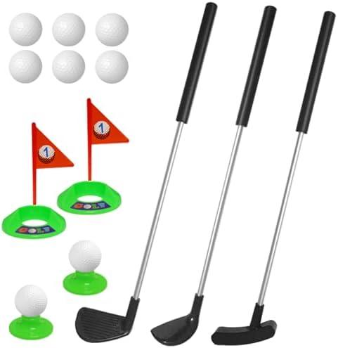 Dyienocs Kids Golf Set with 3 Clubs, 6 Practice Balls, Putting Cups and Flag Poles, Golf Training Kit-Only Right Hand