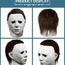 Scary Halloween Mask for Adults Realistic Classic White Full Head Latex Masks Creepy Cosplay Costume Props, One Size