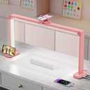 iVict Premium Large Nail Desks Light, 34" Foldable Lash Light for Eyelash with Phone Stand, 0-100% Adjustable Brightness, 3000K-6000K Color Temperature Led Desk lamp for Nail(Pink)