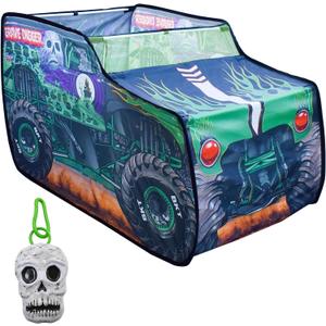 Monster Jam Grave Digger Pop Up Tent  Monster Truck Playhouse for Kids | Removable Skull Key Fob with Vehicle Sounds | Car Toys for Toddlers  Sunny Days Entertainment