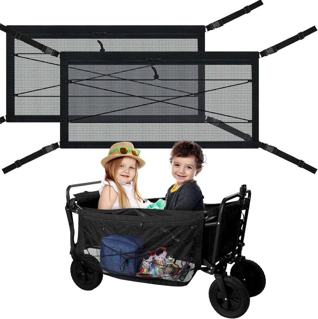 Woanger 2 Pcs Wagon Cargo Net for Stroller 13.78 x 27.56 Inch Heavy Duty Stretchable Foldable Cargo Net for Extra Storage Space Large Storage Capacity Net Wagon Accessories(Modern Style)