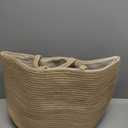 Mkono Woven Storage Basket Decorative Natural Rope Basket Wooden Bead Decoration for Blankets,Toys,Clothes,Shoes,Plant Organizer Bin with Handles Living Room Home Decor, Jute, 16" W  13.8"L