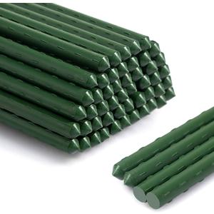 AGTEK Garden Stakes 48'' Plant Sticks, 50PCS Plastic Coated Steel 4ft Plant Stakes Support for Growing Climbing Plants, Tomato Stakes Gardening Supplies