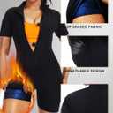 Full Body Sauna Suit for Women Sweat Jumpsuit Weight Loss Waist Trainers Lower Belly Fat Workout Shirt Top SweatSuits 3XL Black