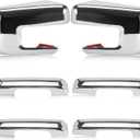 Chrome Mirror Caps +Door Handle Cover Caps Fit for F150 2021 2022 2023 2024 2025,F250 F350 F450 F550 Mirror Cover with Signal Light+ Door Handle Cover Caps W/ 1 SMT Keyholes (6PC ）