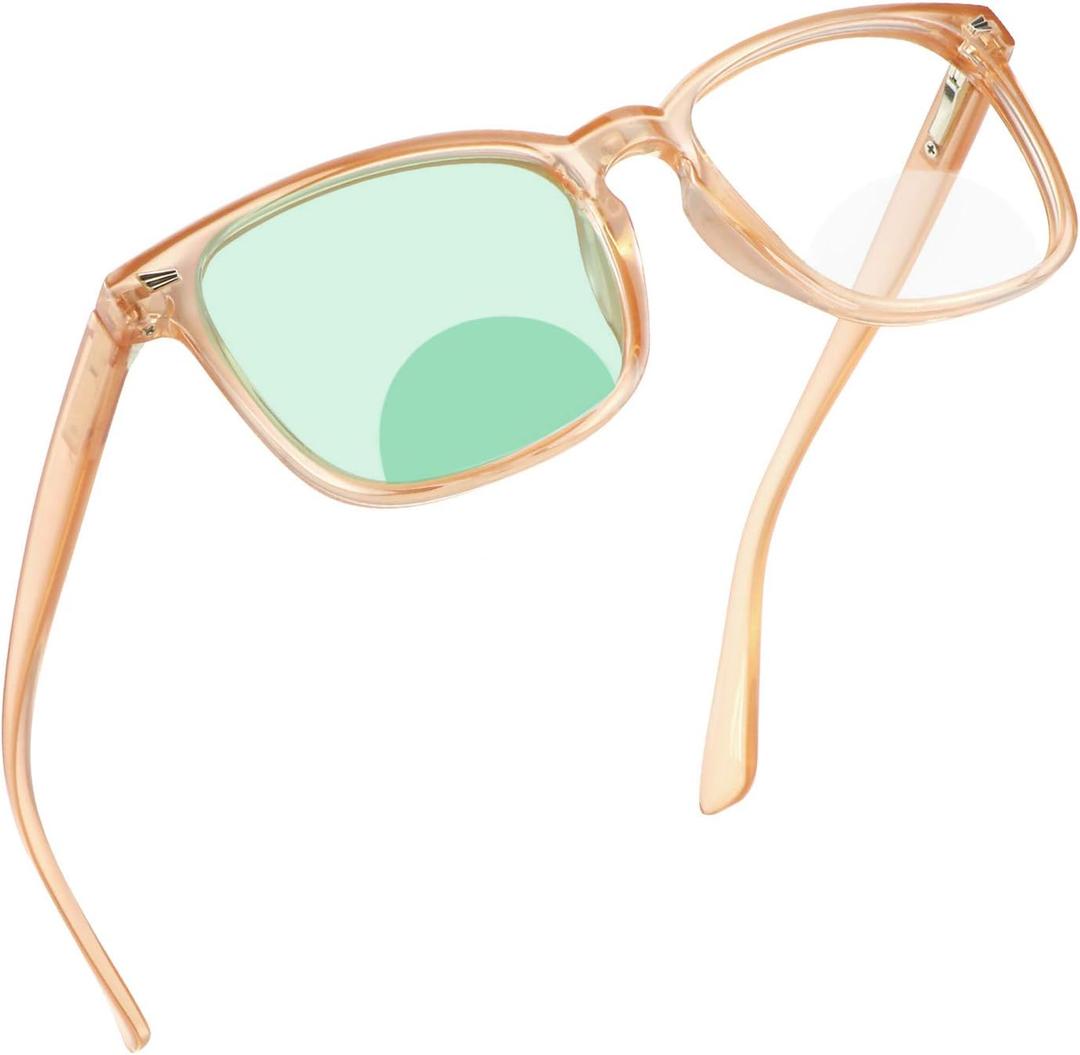 YEIN Bifocal Reading Glasses with Blue Light Blocking Lenses, Bifocal Reader for Women and Men, Vintage Square frame with Spring Hinge (+0.00/+2.00 magnification)