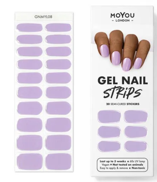 MOYOU LONDON Semi Cured Gel Nail Strips - 20 Pcs. Waterproof Gel Nail Wraps, Cures in Sunlight or UV/LED Lamp, Lasts Up to 2+ Weeks, Stretchable, Easy to Apply & Remove, Vegan & Cruelty-Free 3 Pack
