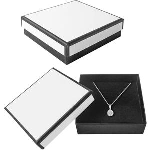 PTSGCAI 24 Pack Jewelry Gift Boxes - Necklace, Earring, Ring Boxes (Square, 3.5 x3.5 x1.2 Inches, Cotton Filled Cardboard Paper)