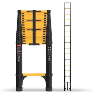 SINMEIRUN 20.3 FT Telescoping Ladder, Aluminum Extension Ladder, 330 lbs Load Capacity, Multi-Purpose Collapsible Ladder for Home and Work; Yellow