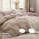 Bedsure Light Brown Duvet Cover Queen Size - 3 Pieces Prewashed Cotton-Like Extra Soft Bedding Set, Includes 1 Duvet Cover 90x90 Inches with Zipper Closure & 2 Pillow Shams, Comforter Not Included