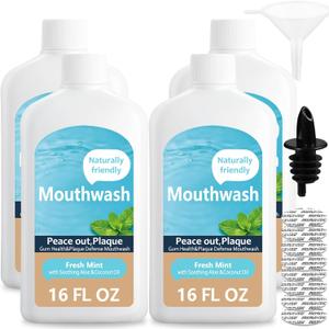 Leak-Proof Empty Mouthwash Bottles Containers for Cruise: 64oz in Total - Reusable - Easy to Pack in Checked Luggage - Includes Spout, Funnel