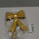 Gold Christmas Tree Topper Bow 10 x 12 Inches Large LED Metal Brass Bow Tree Topper Ornament with Clip Xmas Hanging Decor for Christmas Treetop Garland Wreath Decoration Home Outdoor Indoor