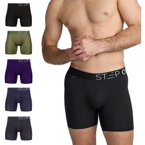 STEP ONE Mens Boxer Briefs, Underwear for Men Pack of 5, Anti Chafing Mens Underwear, Comfortable Moisture-Wicking Boxers, M