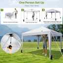 10x10 Pop Up Canopy with Sidewalls, Instant Portable Canopy Tent with Carry Bag for Commercial Events, Camping, Parties - White
