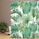Tropical Leaf Shower Curtain, Summer Green Palms Banana Leaf Monstera Leaves Jungle Botanical Plants Bathroom Curtain Home Decor Waterproof Fabric Machine Washable with 12 Hooks, 72" x 72"