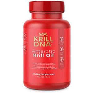 Antarctic Krill Oil by KrillDNA, 1000 mg with Astaxanthin, Omega 3, DHA, EPA, and Phospholipids, Vanilla Coating, No Smell, No Fishy Taste, (120 softgels-60 Servings), Best By 04/2025