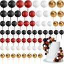 75 Pieces Cake Balls Topper Decorations Foam Cupcake Topper Mini Balloon Cake Topper Picks for Deco Birthday Party WeddingBlack, Red, Gold, White