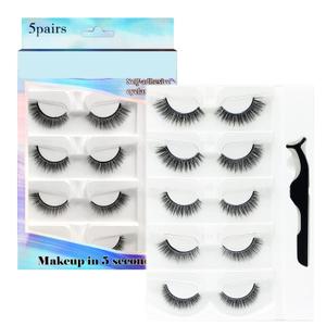 Reusable Self Adhesive Eyelashes No Glue or Eyeliner Needed, Easy To Apply, Stable/Non-slip False Lashes, Natural Look (5 Pairs)