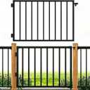 48" W x 42" H Outdoor Deck Gate Kit, Black Heavy‑Duty Steel Anti‑Rust Deck Gate, Outdoor Fence Gate for Deck Railing, Patio, Porch, Garden & Yard