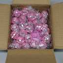 32 Pack Mini Disco Balls Decorations Different Sizes Mirror Ball with Hanging String Small Disco Ball Ornament for Disco Theme Party Cake Topper DJ Club Christmas Wedding Home Decor (Pink)
