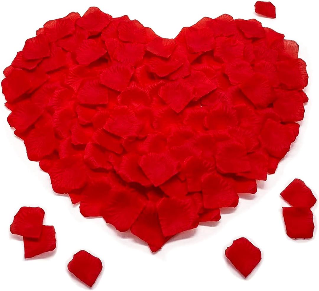 1200 PCS Rose Petals for Bedroom - Fake Red Roses Petal Faux Flowers, Artificial Roses Petals for Marry me, Valentines, Proposal, Anniversary, Wedding Love Decorations Romantic Party