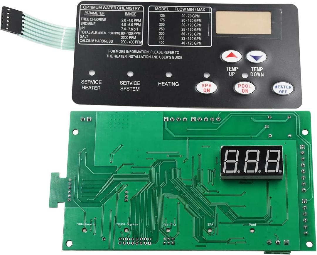 42002-0007S 461105 Control Board with 472610Z Switch Membrane Pad Compatible with Pentair MasterTemp NA LP Series 400 300 250 Sta-Rite Max-E-Therm NA and LP Series SR333NA