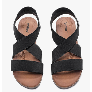 Veittes Women's Flat Slide Sandals - Comfortable Elastic Ankle Strap Flat Summer Sandals. standard size 8.5