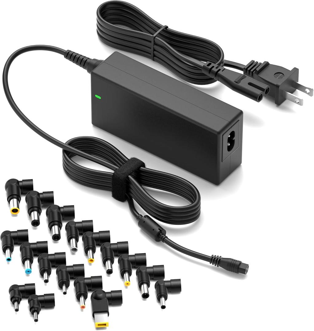 ZOZO Universal Laptop Charger 90W AC Adapter for HP Dell Gateway Toshiba Lenovo Acer ASUS Samsung Sony Ultrabook Chromebook DC Output 12V 16V 18.5V 19V 19.5V 20V Power Supply Cord with 17 tips