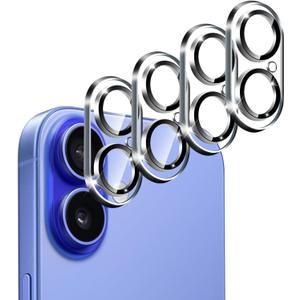 ivoler 4-Pack Camera Lens Protector for iPhone 17 6.3" 2025/ iPhone 16 6.1"/ 16 Plus 6.7" Screen Protector Tempered Glass [Case Friendly][New Rersion],Scratch-Resistant,Clear+Black Circle