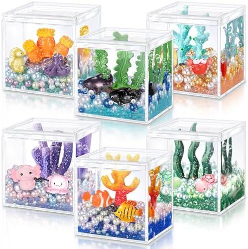 Foilswirl 6 Set Under The Sea DIY Tank Under The Sea Party Favors Charms Ocean Fishing Shark Goodie Bags Turtle Party Favors Summer Crafts