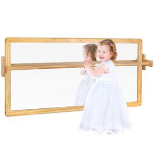 DGD Montessori Baby Mirror, Tummy Time Mirror with Pull Up Bar, 20'' Acrylic Shatter Proof Kid Safe Wall Mirror for Daycare, Homeschool or Preschool (Large, 20" x 16" x 3.3")