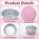Hushee 600 Pcs Aluminum Foil Baking Cups with Lids and Spoons 5oz Disposable Ramekins Dessert Muffin Creme Brulee Cupcake Liners Containers for Wedding Birthday Christmas Party(Round,Pink)