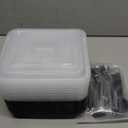 Tanlade 20 Pcs 28 oz 3 Compartment Meal Prep Food Containers with Lids, Disposable Plastic Bento Boxes with 20 Sets Forks and Spoons, Sturdy Leakproof for Microwave-safe Heating Take out(Black)