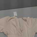 Lucrosun Women's Summer V Neck Short Puff Sleeve A Line Tiered Midi Dress (Apricot-S)