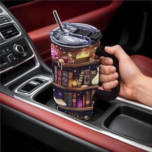 Book Lovers Gifts 40oz Tumbler with Handle and Straw, Book Tumbler for Friend, Bookish Gifts for Women Readers Librarian, Book Accessories Stainless Steel Travel Mug 1 Pcs