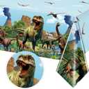 Tiamon Dinosaur Tablecloth Dinosaur Party Table Covers Plastic Tablecloth for Birthday Party Picnic Supplies 54 x 108 Inch(Blue, 6 Pcs)