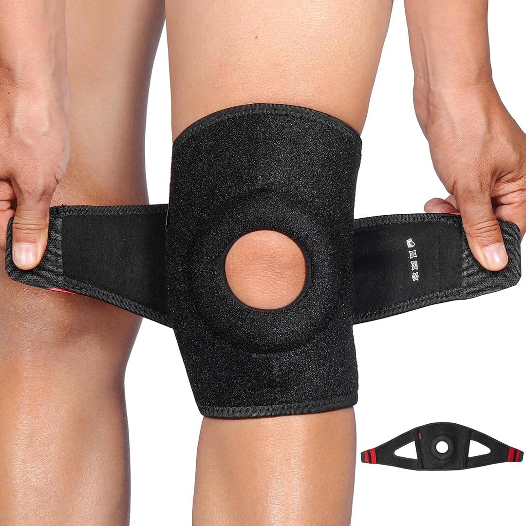 Adjustable Knee Brace for Running - Knee Brace with Side Stabilizers & Patella Gel, No Slip, Breathable Knee Support Brace for Men and Women, Knee Pain ACL MCL Arthritis Injuries Recovery (Black and Red, XXXL) (Black)
