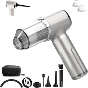 Handheld Car Vacuum Cleaner High Power,4-in-1 Small Portable Mini Cordless Brushless Motor Cleaner with 22000pa Suction Power & Air Duster,Type-C Charge,Cleaner for Home,Car(Mysterious Silver)