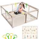 Mloong Baby Playpen with Mat, 59x59 Inches Extra Large Playpen for Babies and Toddlers, Indoor & Outdoor Activity Center, Safety Baby Fence