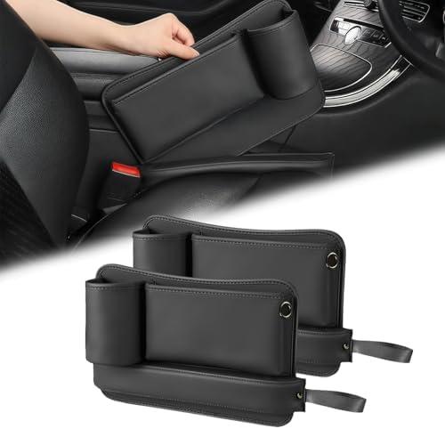 Car Seat Gap Filler Organizer 2 Pack, Car Seat Organizer with Cup Holders, 3-in-1 Removable Auto Organizer for Women, Universal Fit SUV Truck Fill The Gap Between Seat & Console(Black)