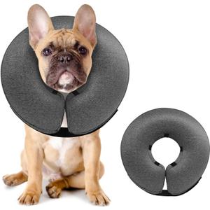 MIDOG Inflatable Dog Cone Alternative for After Surgery - Soft Protective Donut Collar Prevents Licking & Allows Eating, Comfortable Recovery E-Collar Alternative for Small Medium Large Dogs (Gray,M)