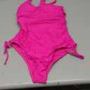 Lilosy Sexy Shoulder Tummy Control One Piece Swimsuit Ruched High Cut Leg Rise Bikini Cutout Thong Bathing Suit (Small, Black)