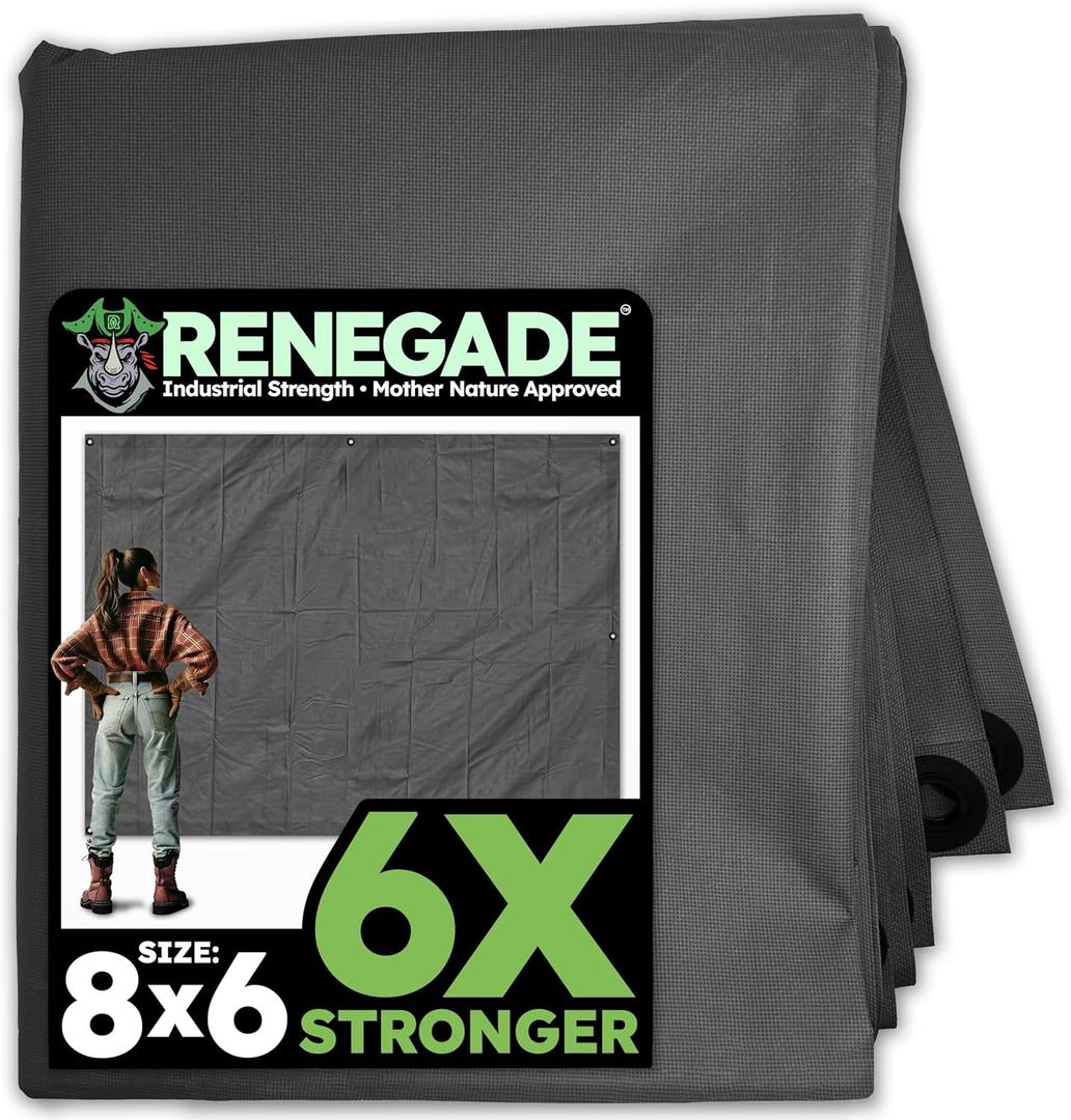 RENEGADE Truck Bed Cargo Cover 8x6 ft  Heavy Duty, 6X Stronger, Waterproof, UV-Resistant, PFAS-Free  Tarp for Pickups, Trailers & Exterior Hauling Protection